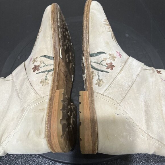 Cento Womens Floral Embroidered Leather Boots Size 36 Combat Slouchy Whimsi Boho - Picture 6 of 8